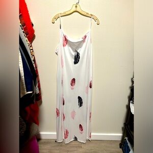 Feather Silk Like Material Maxi Dress